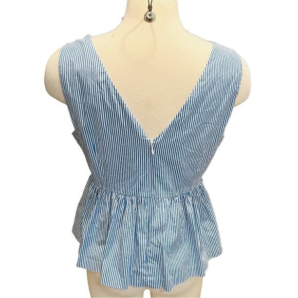 J. Crew Blue & White Stripe Peplum Top Size 14 - Picture 6 of 10